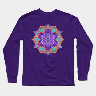 Flower Of Life Lotus Ornaments silver Long Sleeve T-Shirt